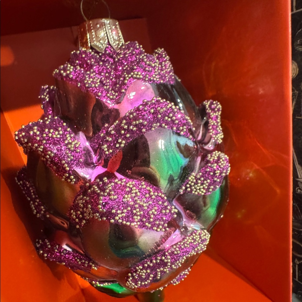 Artichoke Festive Green and Purple Ornament or vase filler - Picture 5 of 5